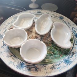 White Milk Dishes Each 4