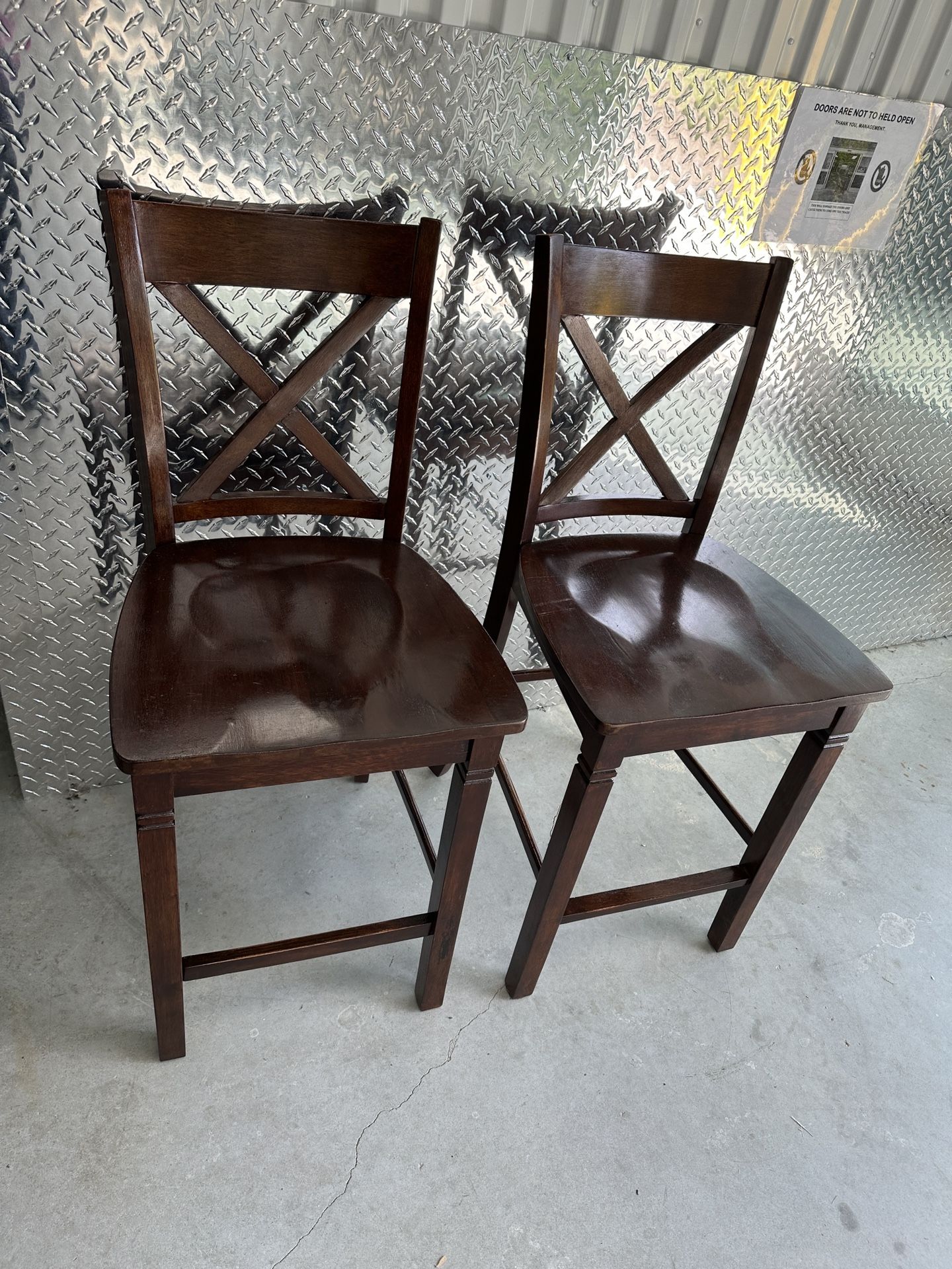 Set Of 2 Solid Wooden High Chairs 