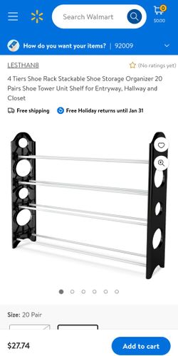 4 Tiers Shoe Rack Stackable Shoe Storage Organizer 20 Pairs Shoe Tower Unit Shelf for Entryway, Hallway