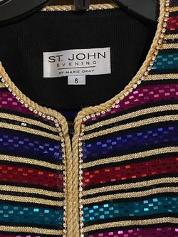 VERY BEAUTIFUL ELEGANT JACKET EVENING AND SKIRT BRAND ST _ JOHN