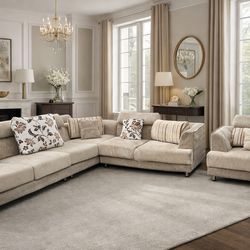 🔥 BEAUTIFUL LARGE L-SHAPED SECTIONAL + CHAIR SET – FREE DELIVERY! 🔥