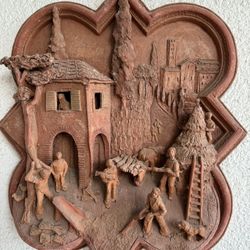 Set of 4 Italian Terracotta Wall Plaques – Signed V. Cavani (1996) – 20x22” Each