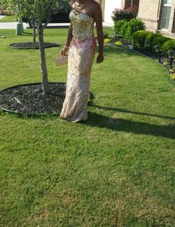 Gold- Multi Color - Ombré Prom/ Holiday Dress
