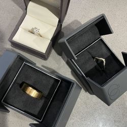 💍 Engagement + Wedding Ring Set + Men’s Band