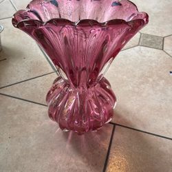 Pink Crystal Murano Vase