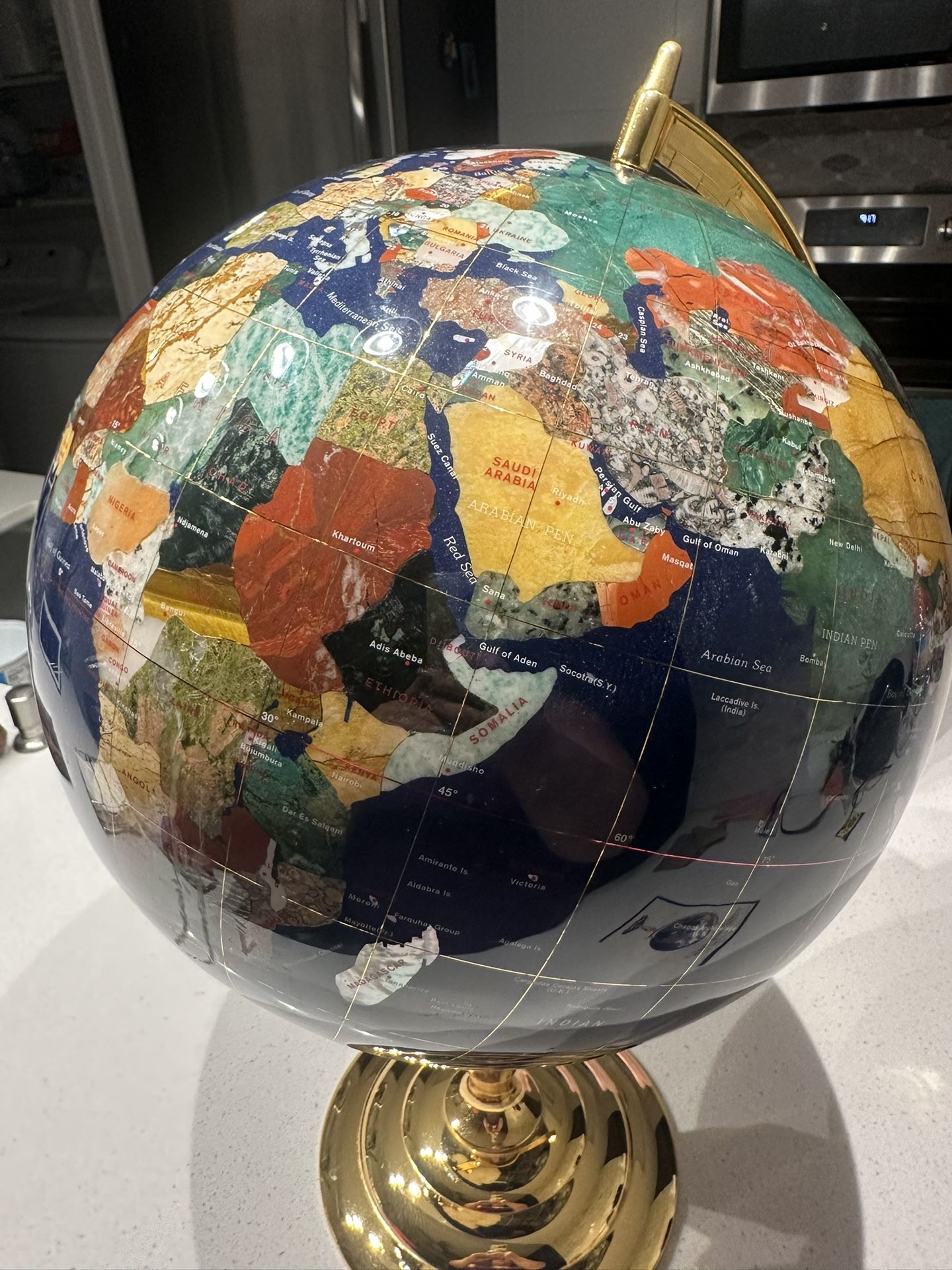 13” ONE OF A KIND GEMSTONE GLOBE