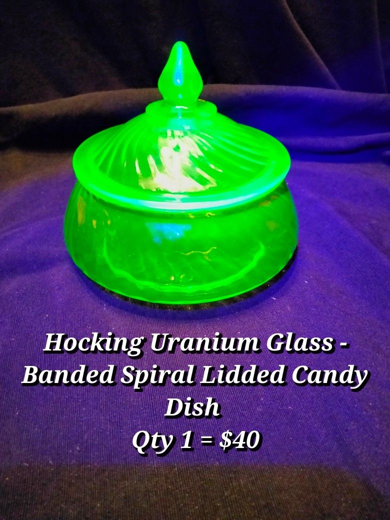 Uranium Glass Banded Spiral Lidded Candy Doll