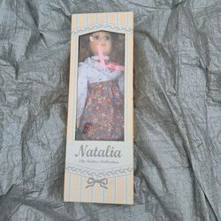 Antique Porcelain Doll The Sisters Collection Plaid 16" Natalia 