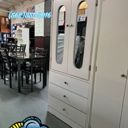 White Tall Closet With Mirror Drawer Ropero 