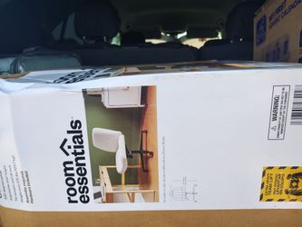 Upholstered Criss Cross Armless Office Chair with Metal Swivel Base Cream - Room Essentials™