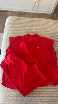 FIGS POP Red Scrubs Set Top and Pants