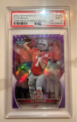 2022 BOWMAN UNIVERSITY PINK CHROME PROSPECTS #100 CJ STROUD ROOKIE RC /399 PSA 9