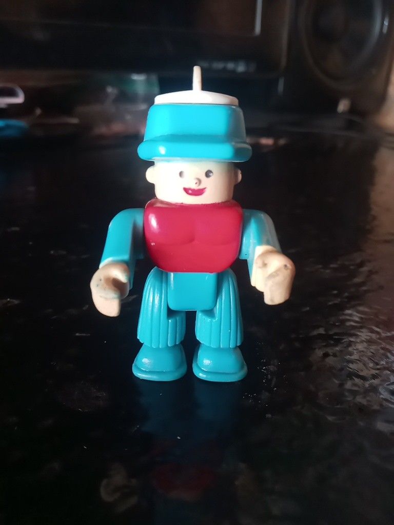 3" Tall Toolhead Action Figure By Soma Man Blue Hat 1997 Toy Straight Head