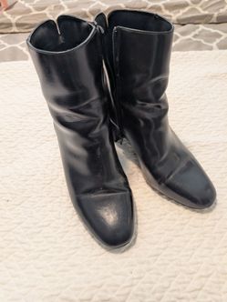 Black Leather Heeled Ankle Boots