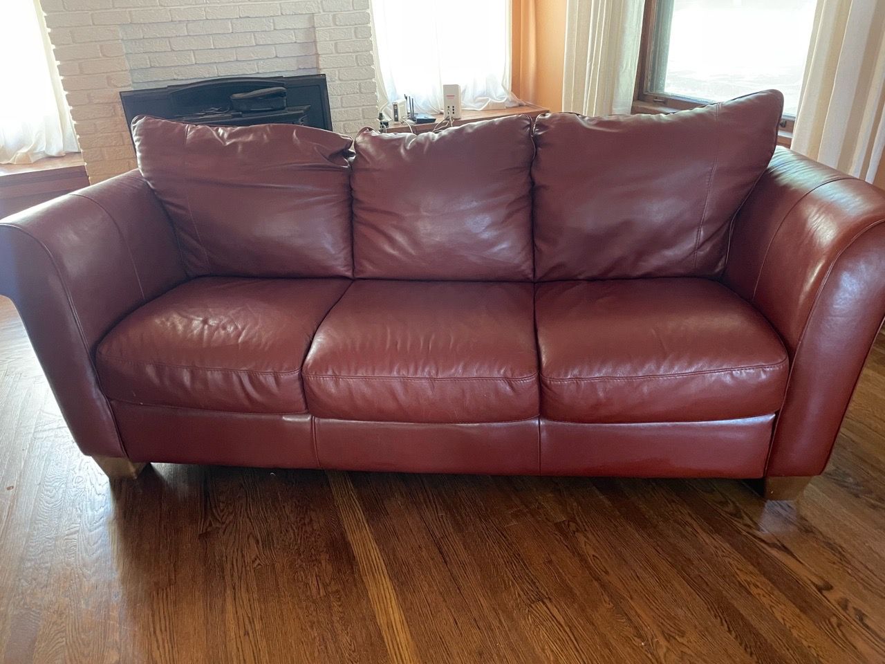 Red Leather 3-Seat Sofa for Sale in Wichita, KS