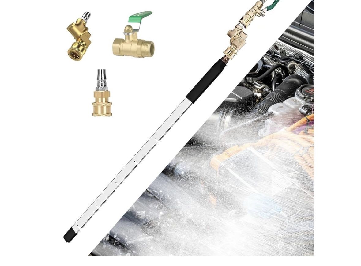 2025 New Radiator Cleaning Wand, 32in/81cm Radiator Cleaner Wand Radiator Flush Cleaner Tools, Radiator Genie Water Air Tool with Quick Coupler, Gutte