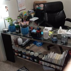 L-Shaped Beveled Glass Desk - Super Nice & Top Quality 