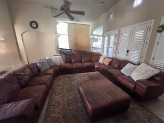 U shape leather couch