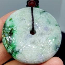 Burmese Jadeite Jade TypeA Pendant Lucky Circle. 
