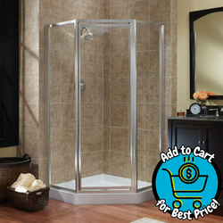 Craft + Main Tides Silver 24" Framed Clear Glass Corner Neo Angle Pivot Shower Door