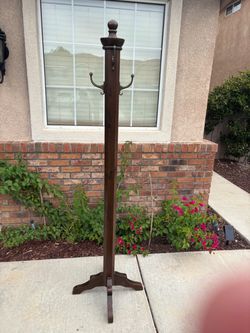 Vintage wood coat rack 6 ft tall
