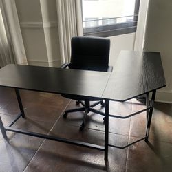 Cearra Black L-Shaped Desk by Ebern Designs