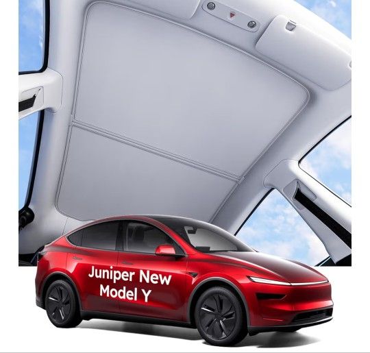 Wigoo 2025 Tesla New Model Y Juniper Accessories Sunshade Roof [Never Sag, Nano Ice-Crystal Coatings] 3-Gen Heat Insulation Glass Roof Sun Shade, Acce