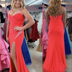 strapless open back dress Navy Blue Strapless Satin Prom Dress with Lace & 3D Flowers main image 0