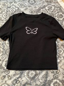 Black Butterfly Crop top, size M
