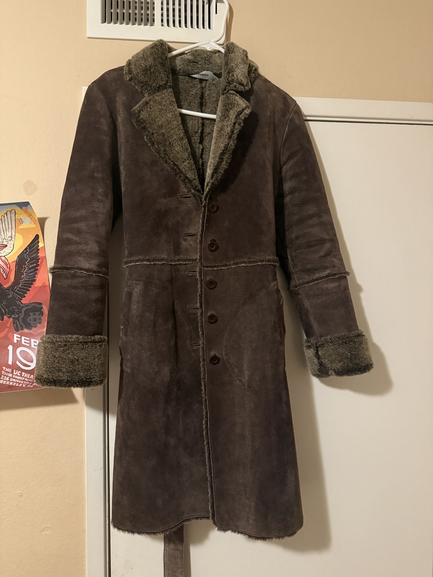 Express 100% Leather Fur Coat