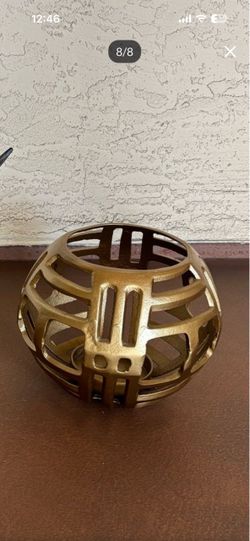 One New Large Heavy Metal Orb Sculpture Candelabra Candle Holder