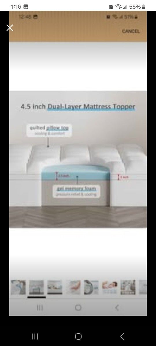 JOYRIDE SLEEP full size dual layer 4 inch memory foam mattress topper, 2 inch gel memory foam, 2 inch cooling pillow top mattress topper cover, soft f