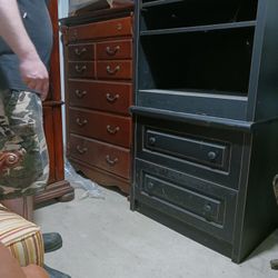 5 Piece Desk Including Desk, Filing Cabinet, Hutch And Chair
