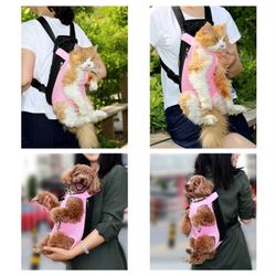 Whizzotech Adjustable Pet Carrier Pet Back or Front Pack (Small, Pink)