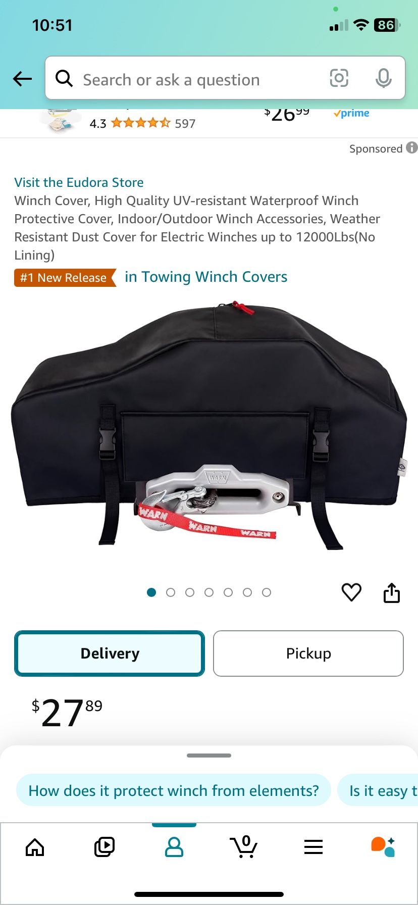 NEW! Winch Cover,-High Quality UV-resistant/Waterproof
