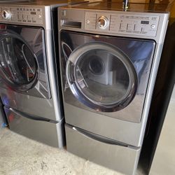 Kenmore Elite Front Loads Washer And Dryer Stainless Steel Set 