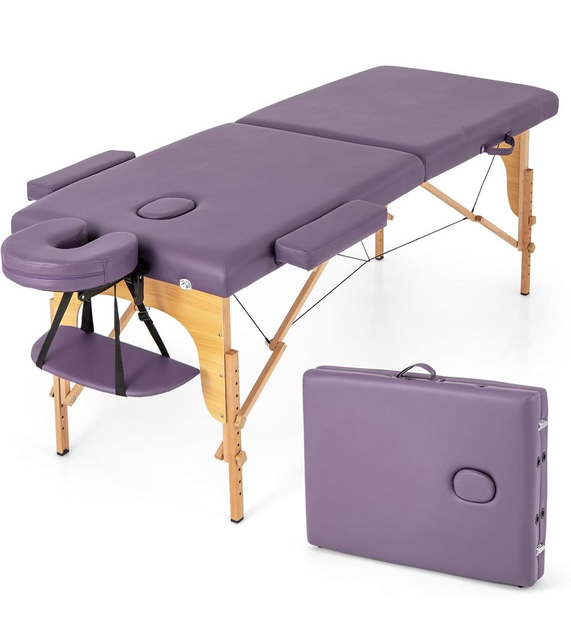 Newly Assembled Massage Table Portable Massage Bed w/Carrying Case 2-Section Salon Spa Facial Care