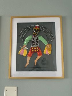 Framed Nicaraguan Folk Art Mixed Media Piece