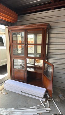 Wood and Glass China Cabinet Hutch