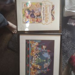 Disney Lithographs...Mikey Xmas And Sealed Snow White Litograph.