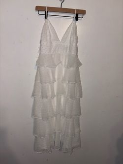 Lulus white tiered ruffle dress M