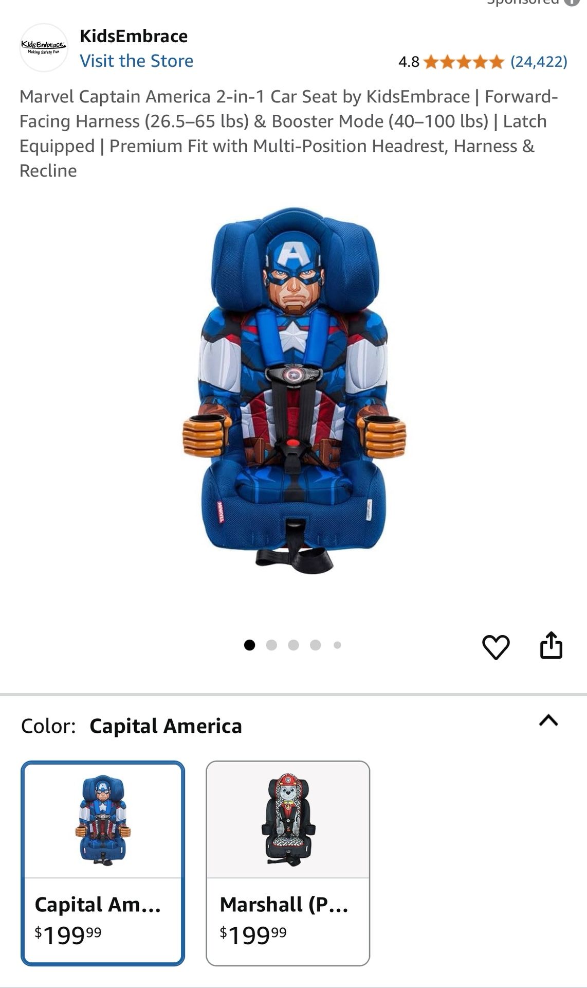 Captain America 2-in-1 Car Seat