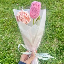 Crochet Tulip Carnation Bouquet 