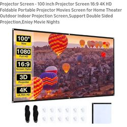NEW 100 INCH PROJECTOR SCREEN FOLDABLE