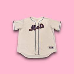 Vintage New York Mets MLB Majestic baseball jersey white men’s large 