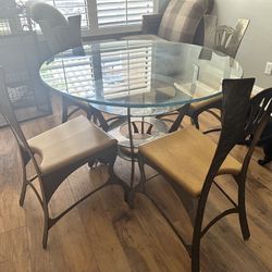 Nice Round Glass And Metal Kitchen / Dining Room Table