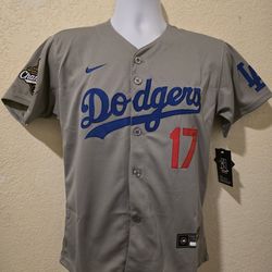 New Kid s Dodgers Ohtani World Series championship the Gray Jerseys Stitched