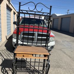 75” Tall, 31” Long, 19” D BACKERS RACK-METAL AND WOOD 