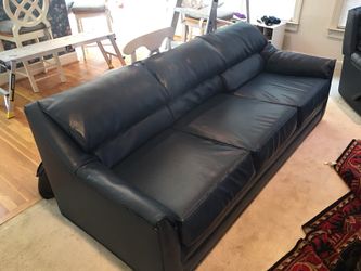 Dark blue leather sofa