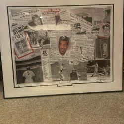Vintage Framed Baseball Legends Photo